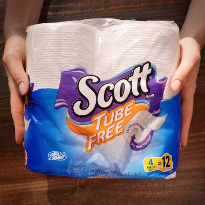 Time to #TosstheTube and try out new Scott Tube Free Toilet Paper! Save 150 cardboard tubes per year!